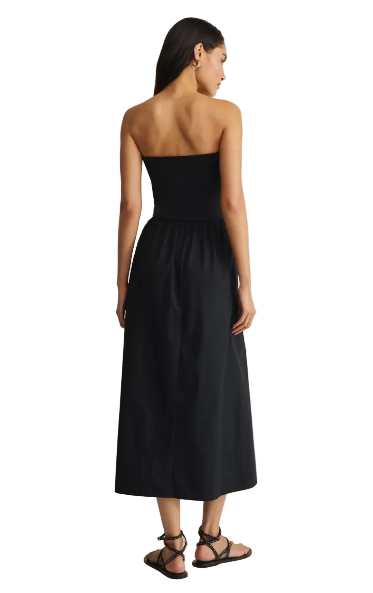Sunsought Strapless Midi Dress-Black