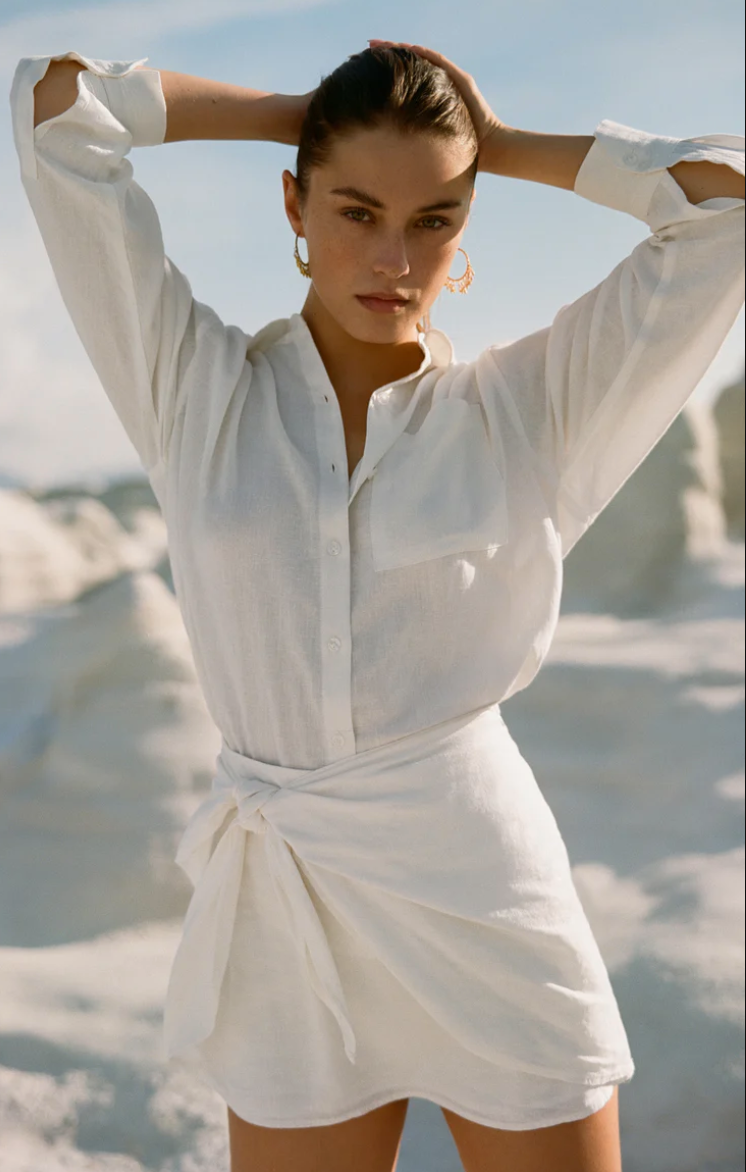 Lorna Linen Mini Skirt-Cloud