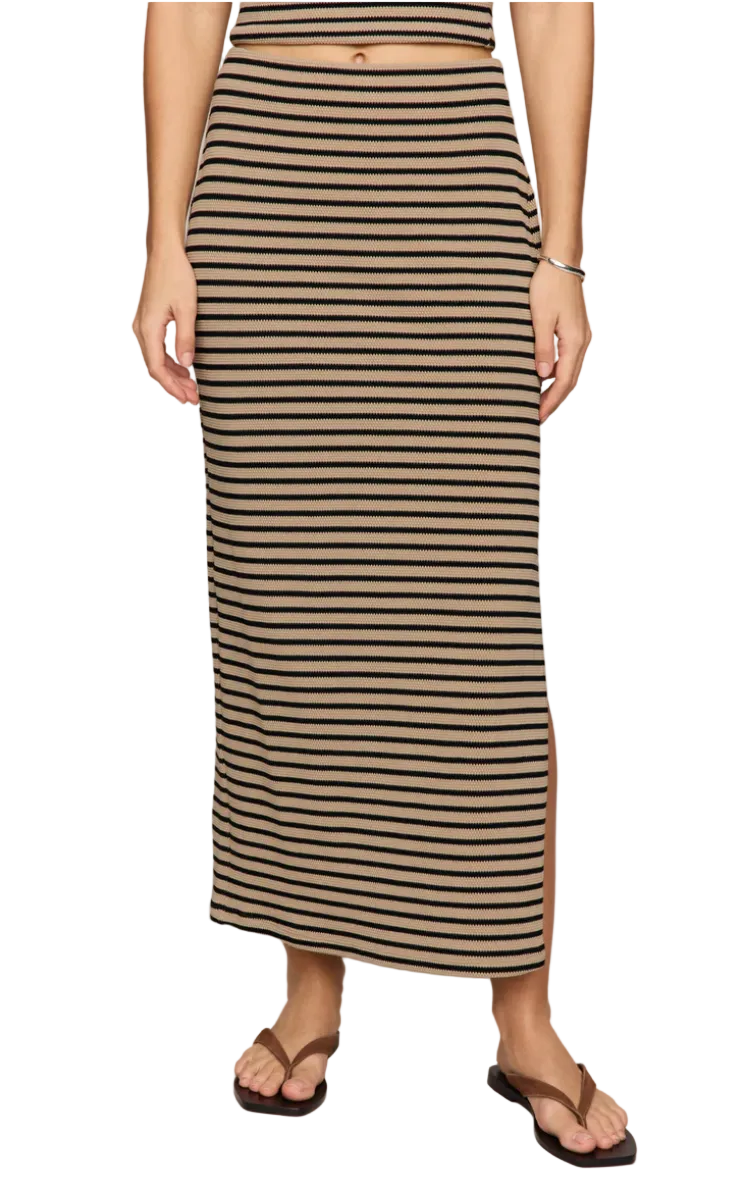 Ainslie Stripe Midi Skirt-Putty