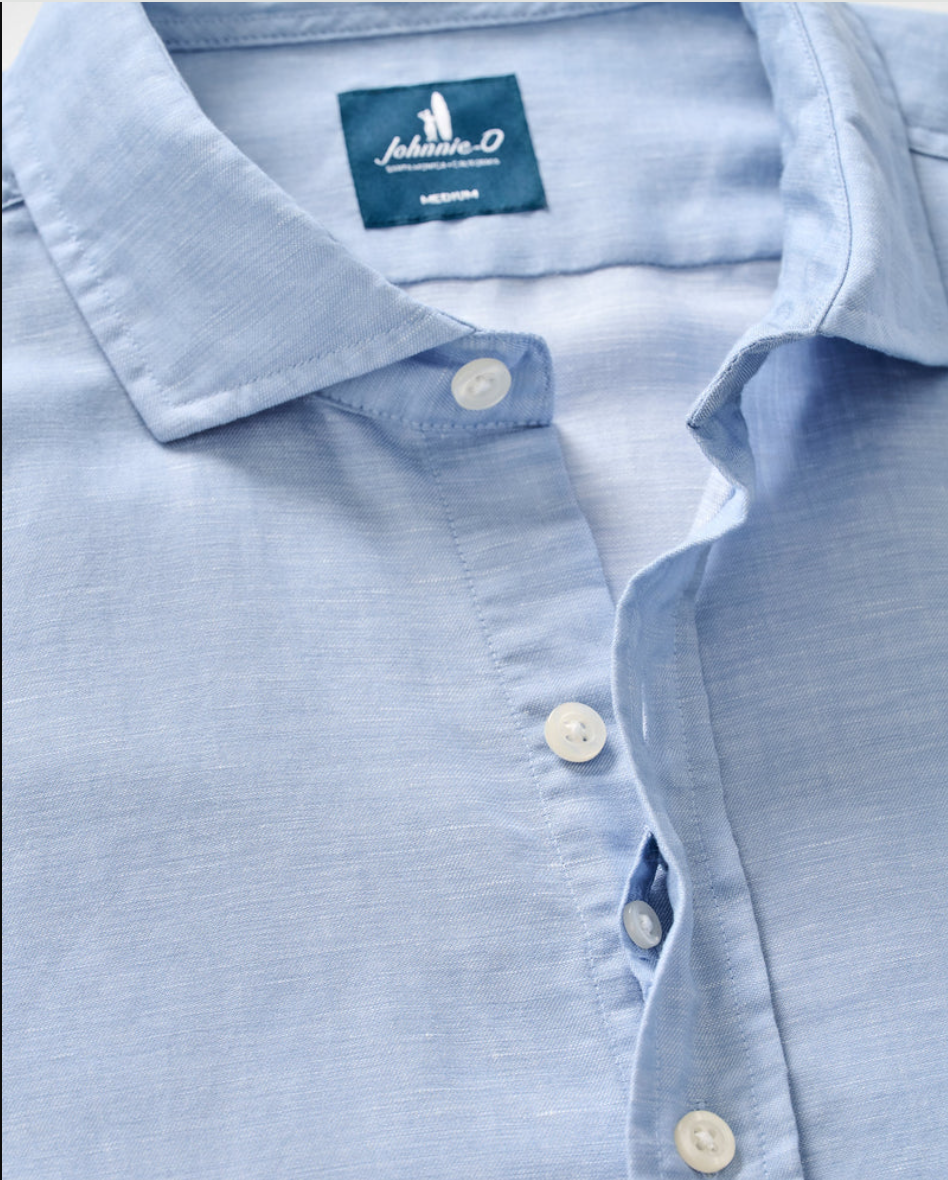 McCarthy Linen Blend Button Down-Malibu