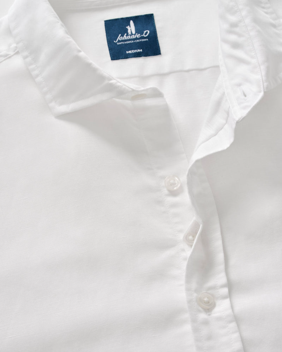 McCarthy Linen Blend Button Down-White