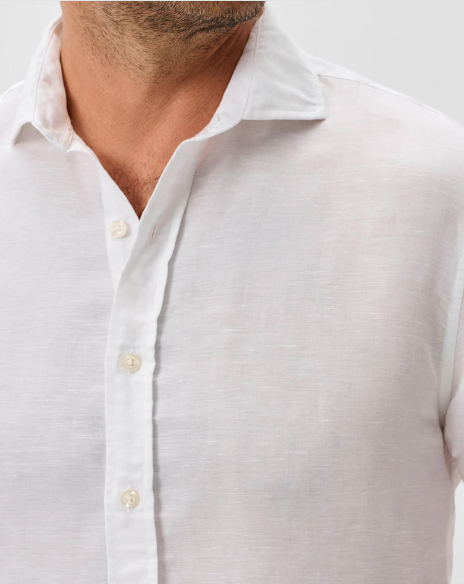 McCarthy Linen Blend Button Down-White