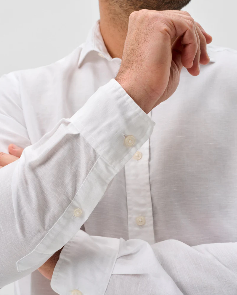 McCarthy Linen Blend Button Down-White