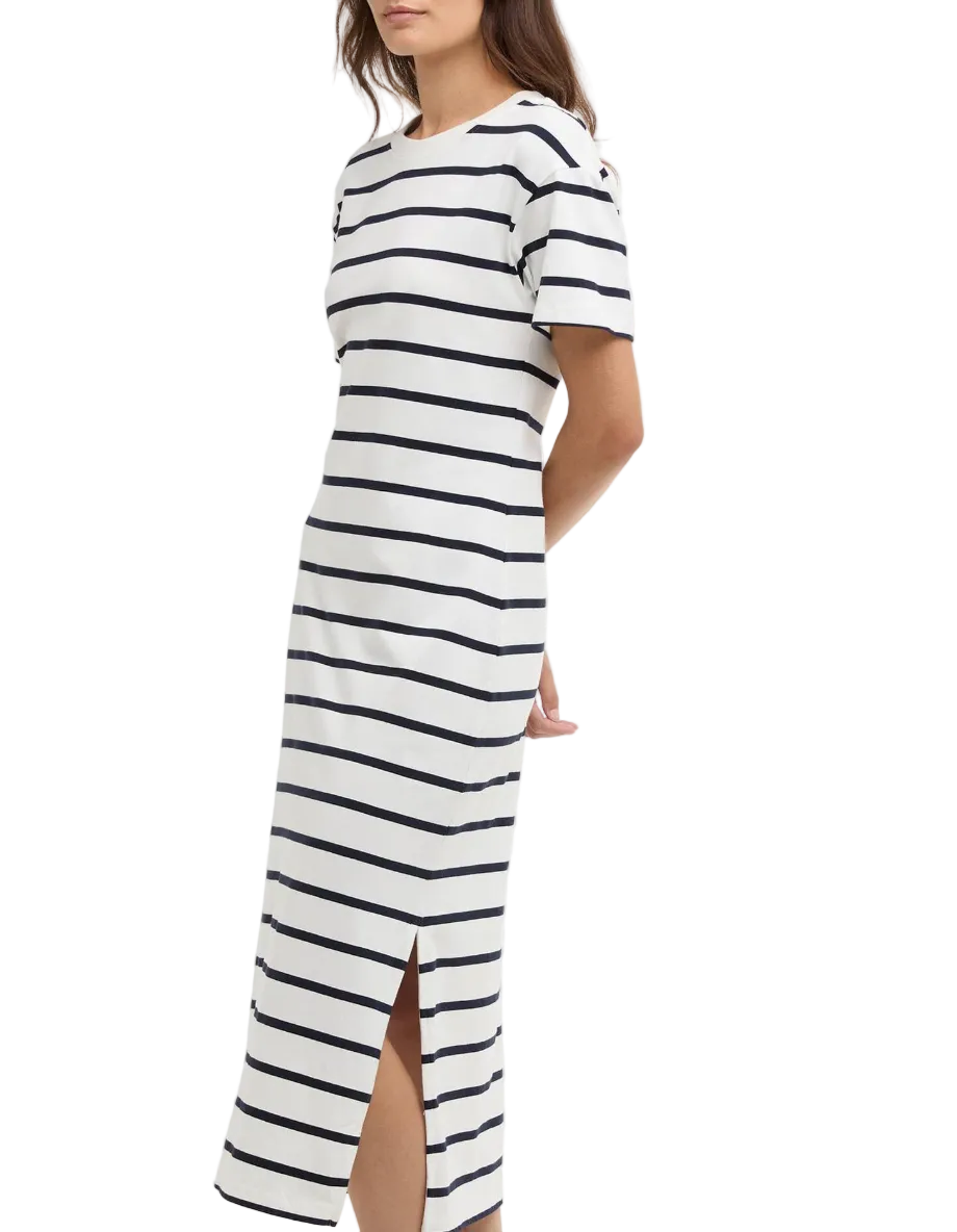 Selena Stripe T-Shirt Dress-Navy/Cloud
