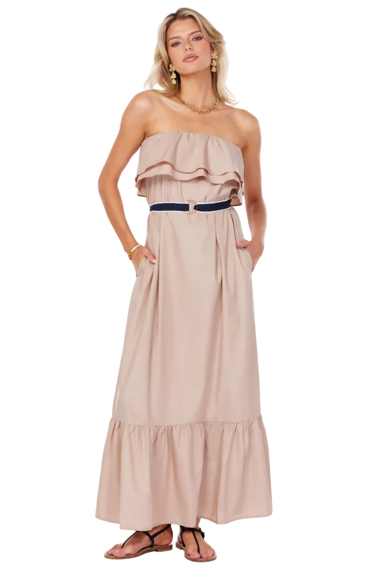 Como Strapless Dress-Tan