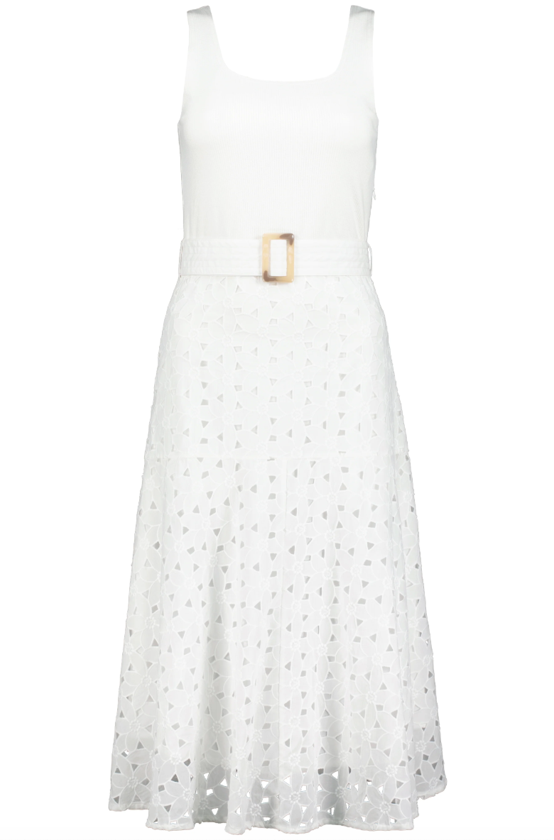 Venetian Eyelet Dress-White
