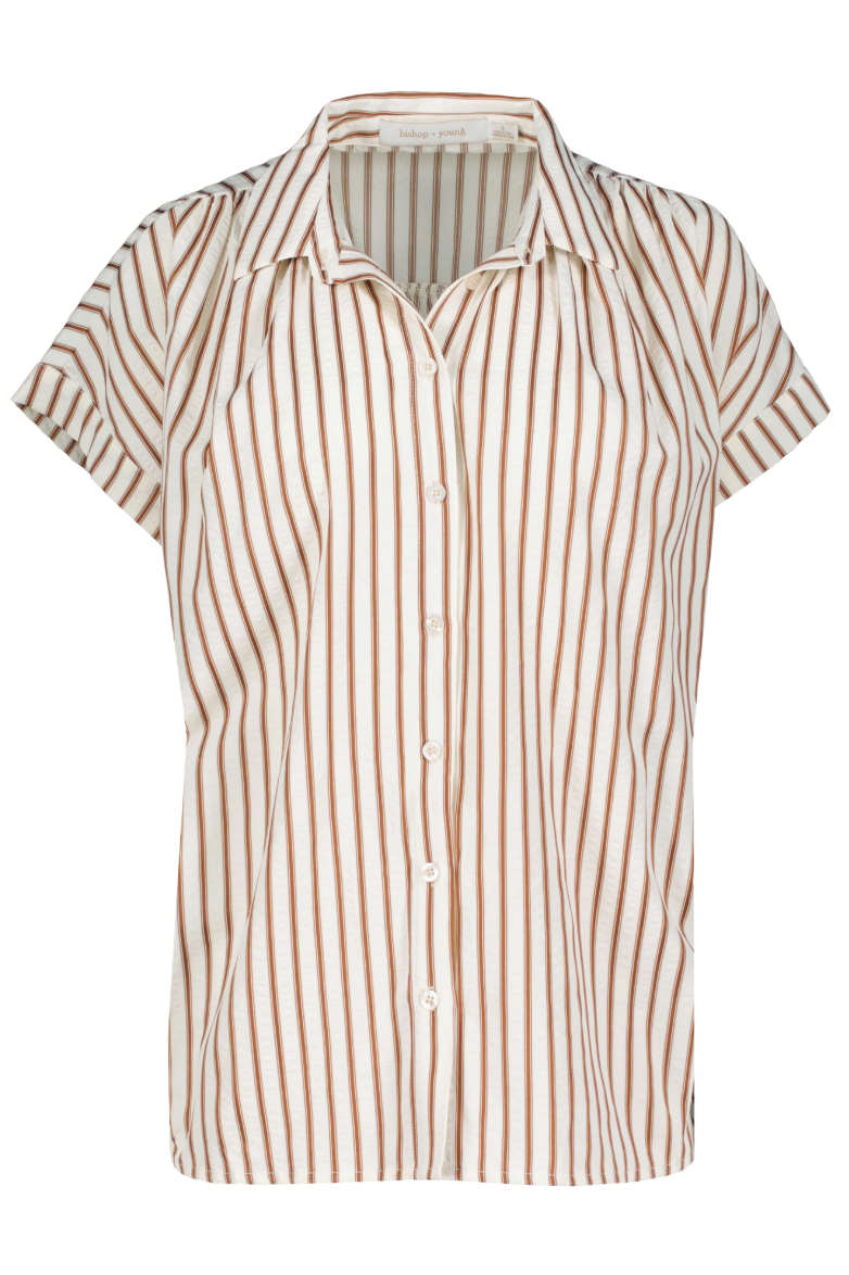 Poolside Lounge Shirt-Brown Stripe