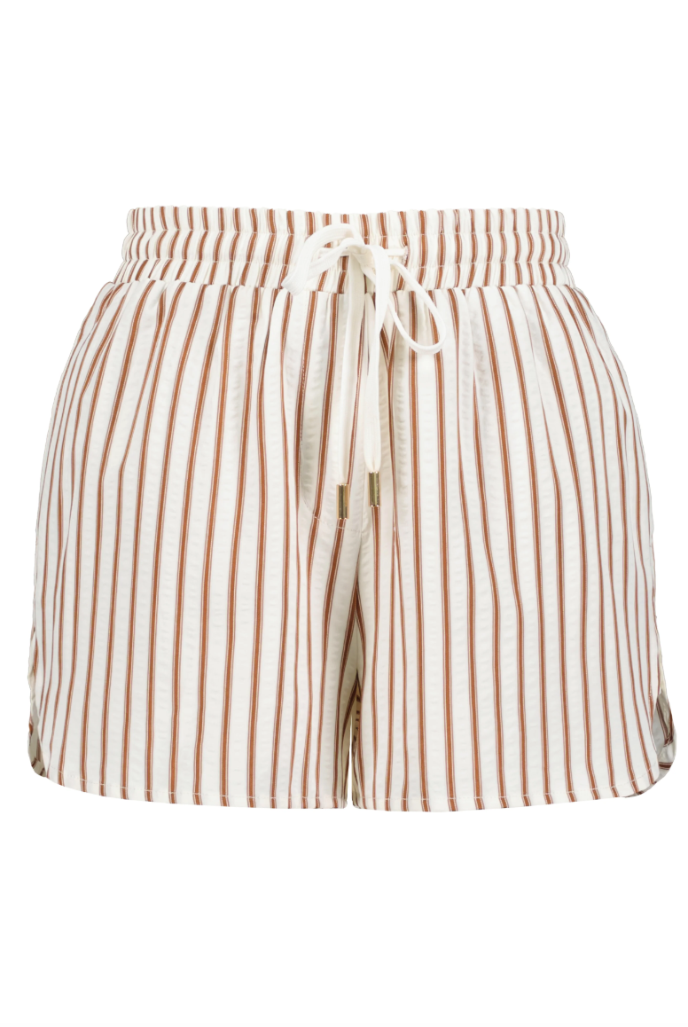 Poolside Lounge Shorts-Brown Stripe