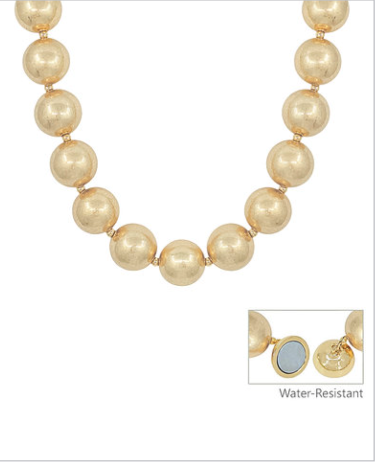 Ball Necklace-Worn Gold