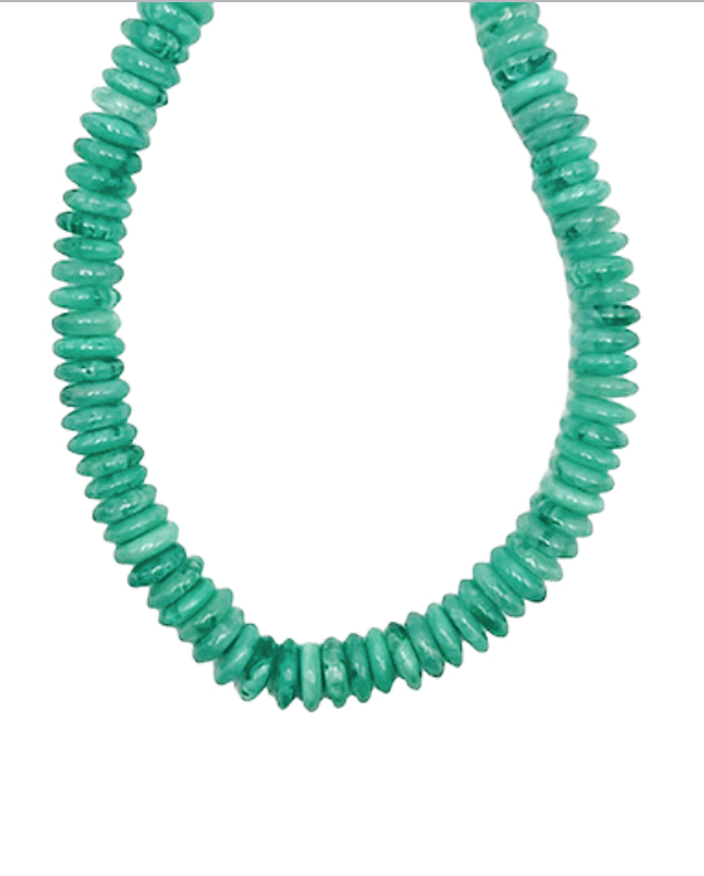 Disk Bead Necklace-Teal/Gold