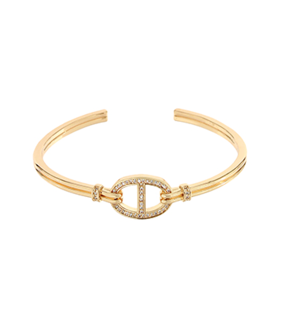 Pave Anchor Accent Cuff Bracelet
