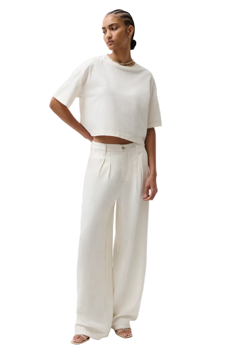 Delphine Pleated Wide Leg-Off White