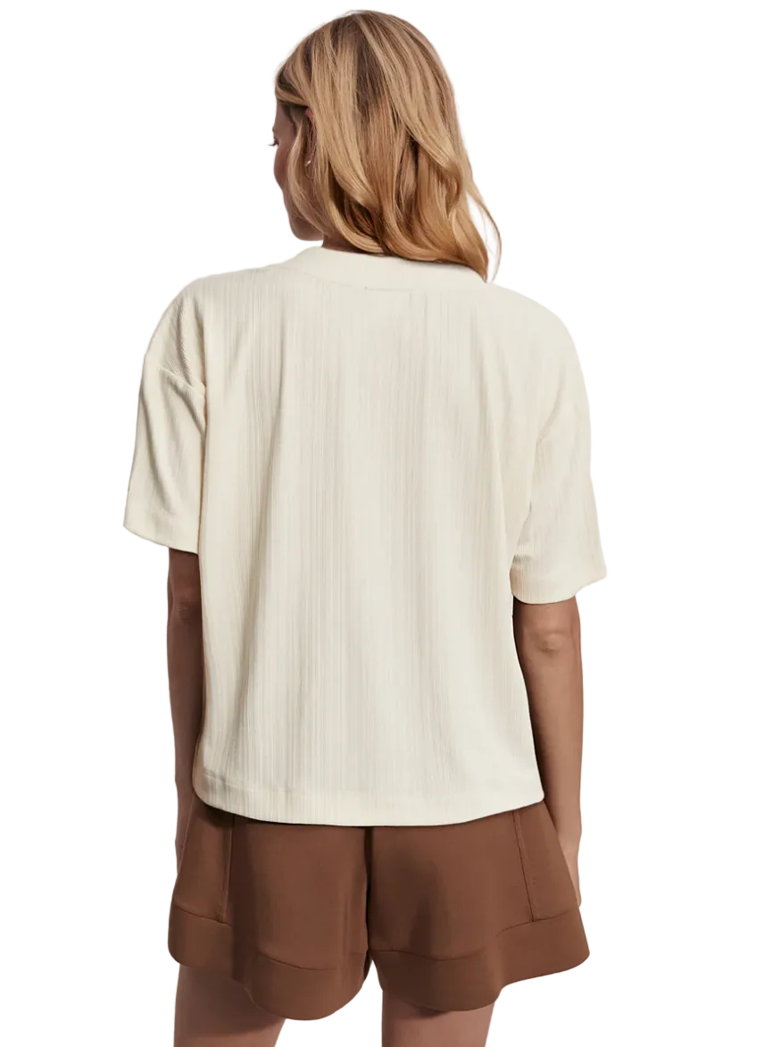Kasey Placket Rib Tee-Birch
