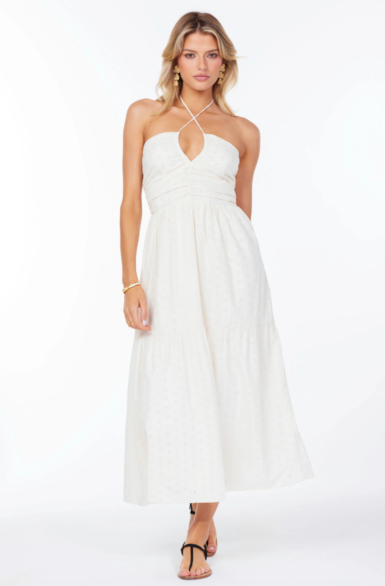 Aeries Halter Dress-Ivory Eyelet