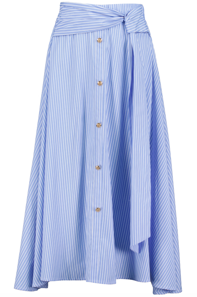 Summer Midi Skirt-Blue Stripe