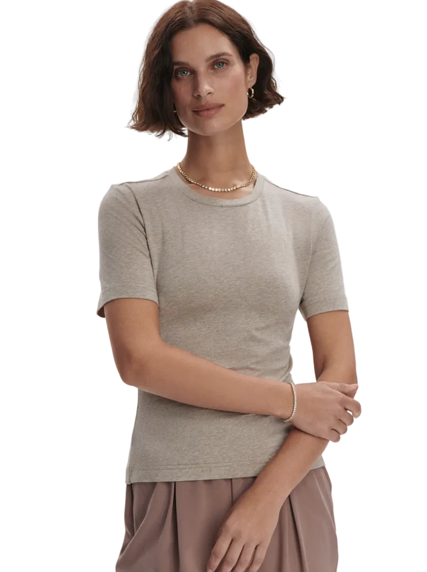 Regina Fitted Tee-Taupe Marl