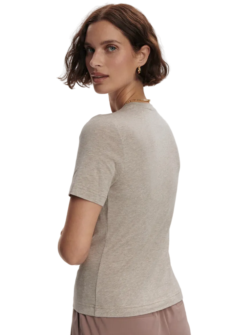 Regina Fitted Tee-Taupe Marl