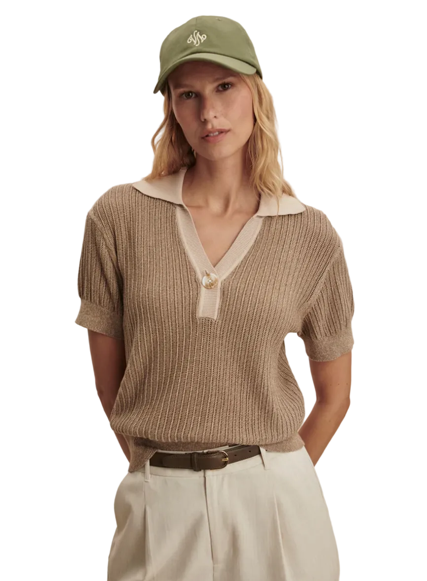 Perrine Knit Polo-Tan