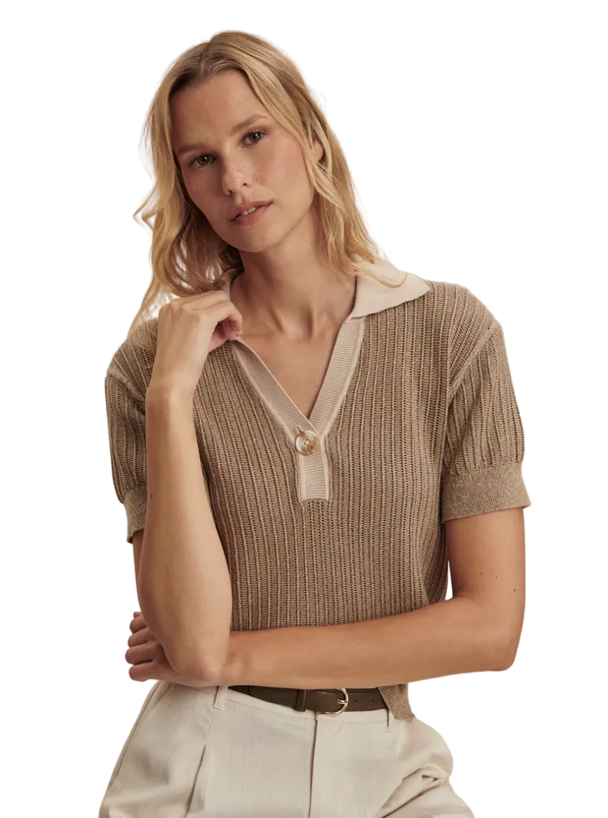 Perrine Knit Polo-Tan