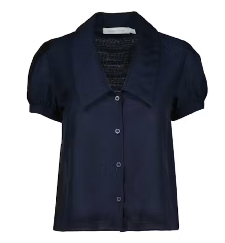 Pia Voile Blouse-Navy
