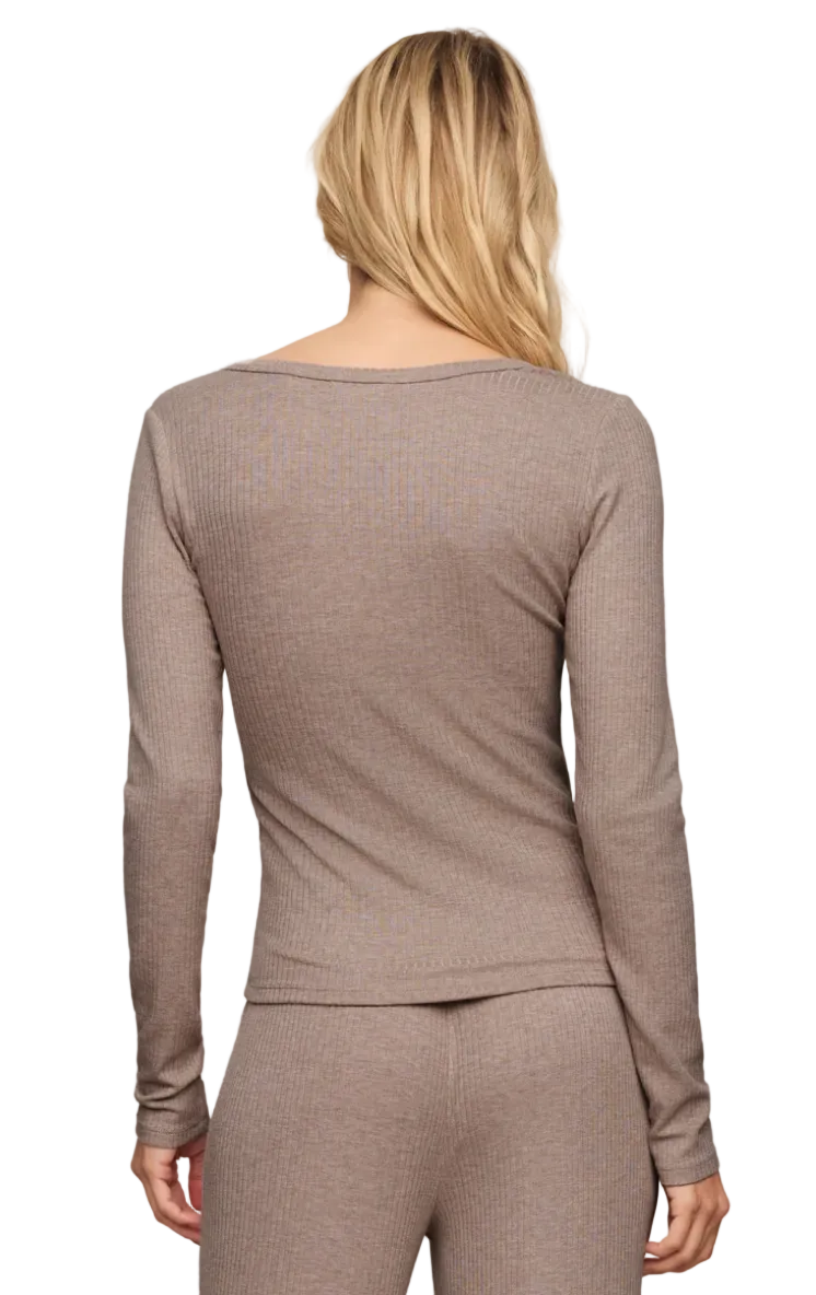 Just Right Henley Top-Heather Ash