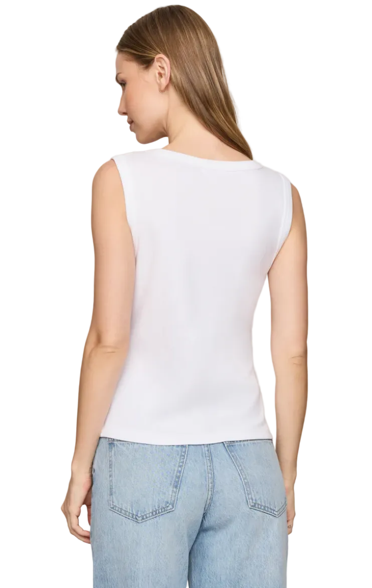 Ellie V-Neck Tank-White