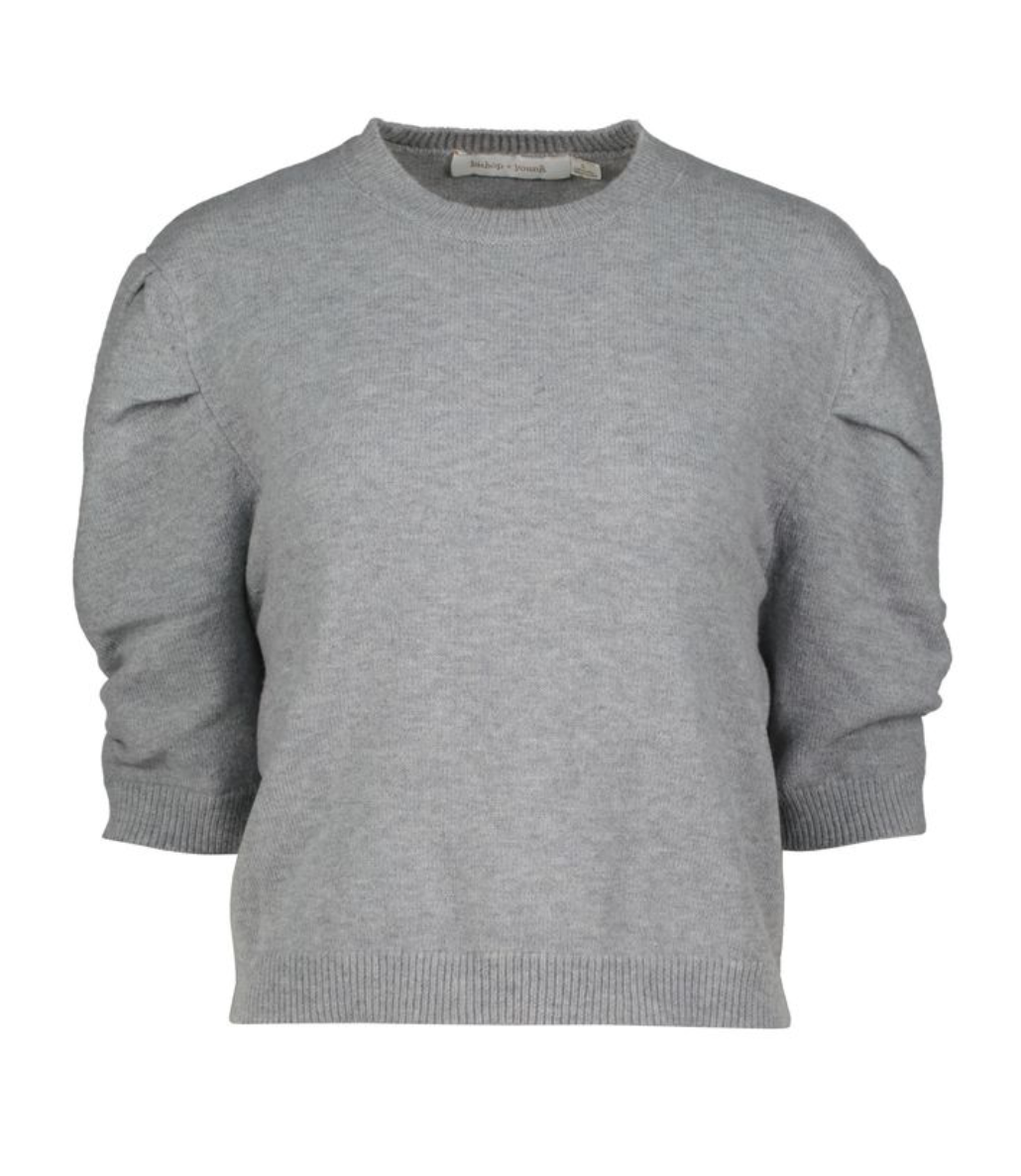 Stella Ruched Sleeve Sweater-Grey