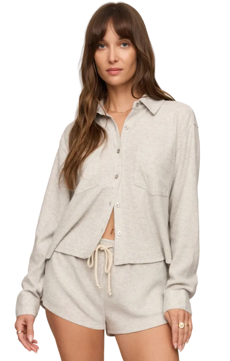 Waffle Thermal Shirt-Feather Grey
