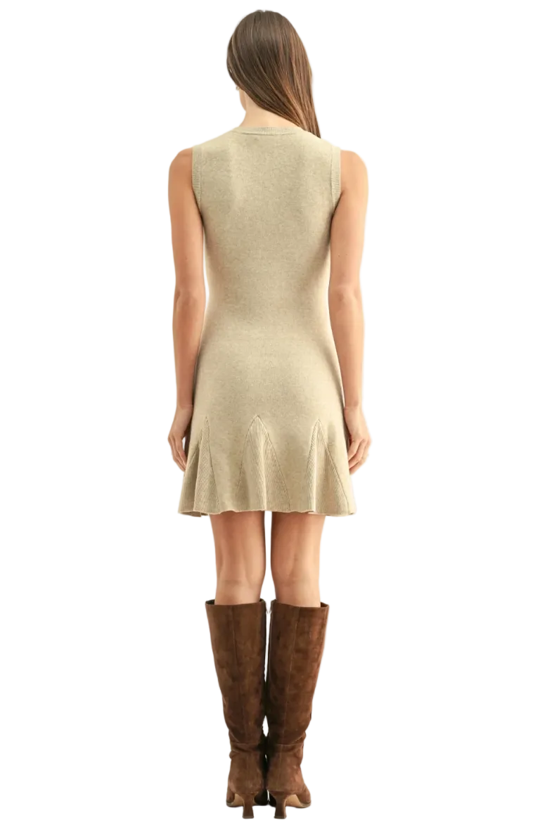 Gabrielle Flared Mini Dress-Oatmeal