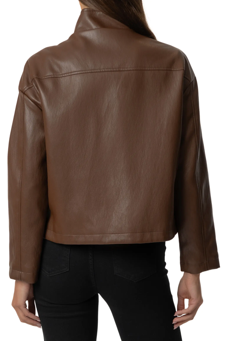 Wren Faux Leather Jacket-Chocolate