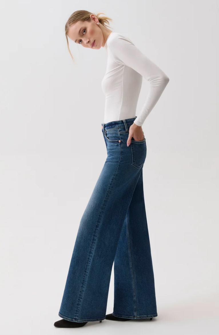 Vivian Mid Rise Wide Leg-Blue Depths