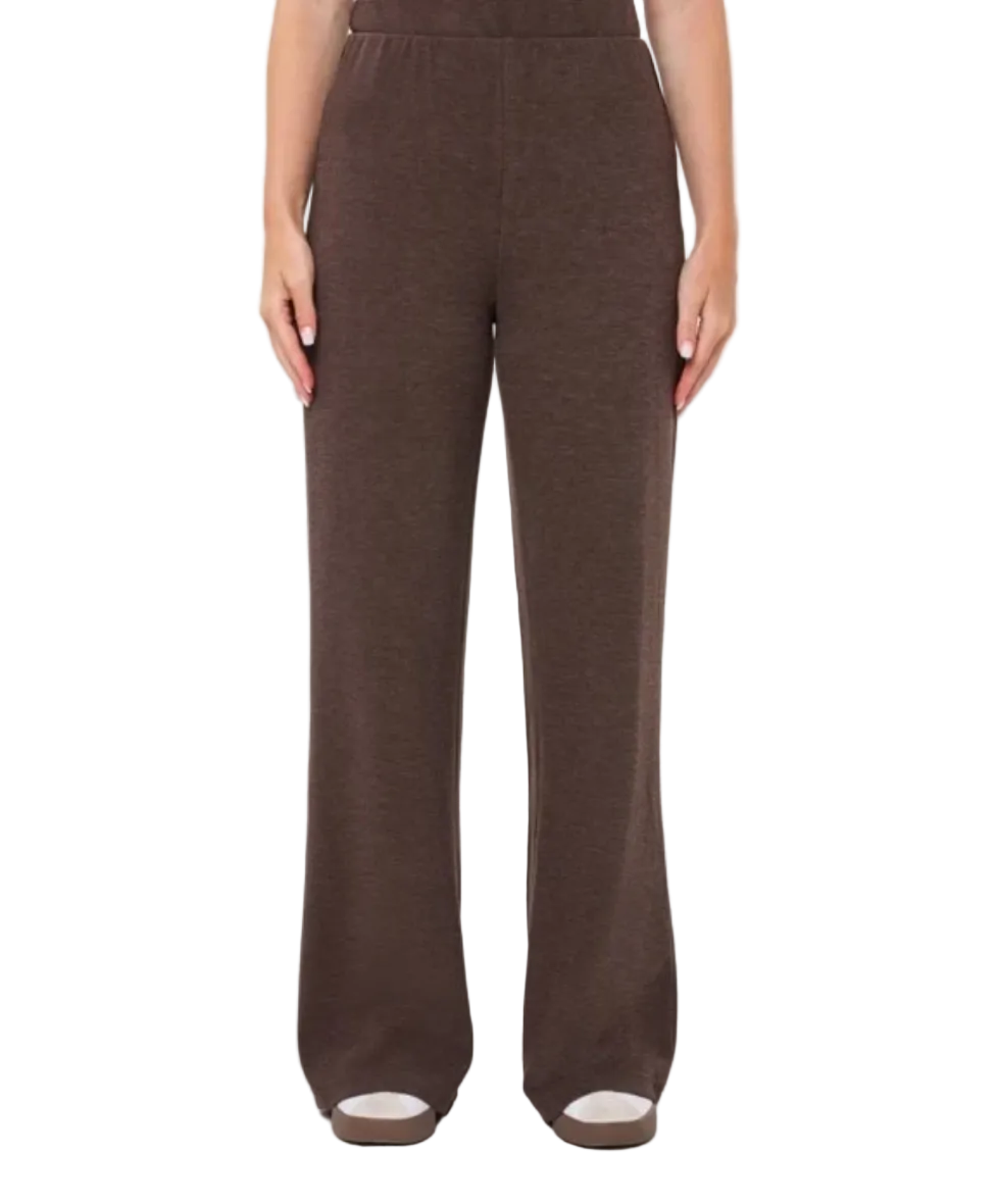 Knit Trouser Pants-Cocoa