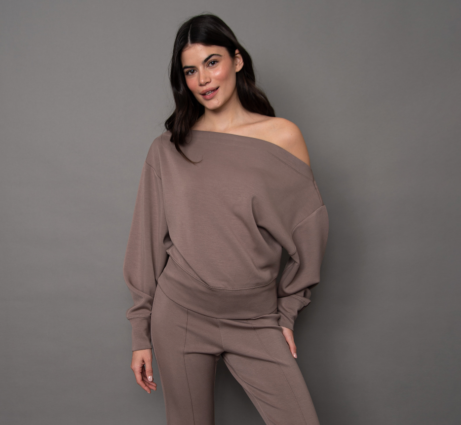 Ophelie Off Shoulder Top-Brown