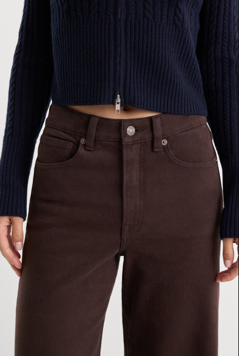 Good Waist Palazzo Ankle Jeans-Espresso