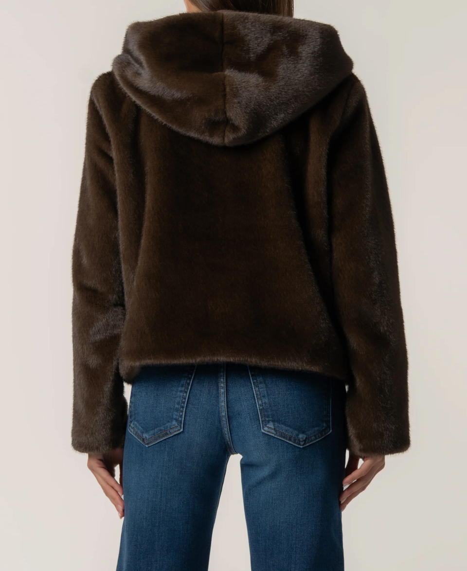 Saskia Faux Fur Jacket-Chocolate