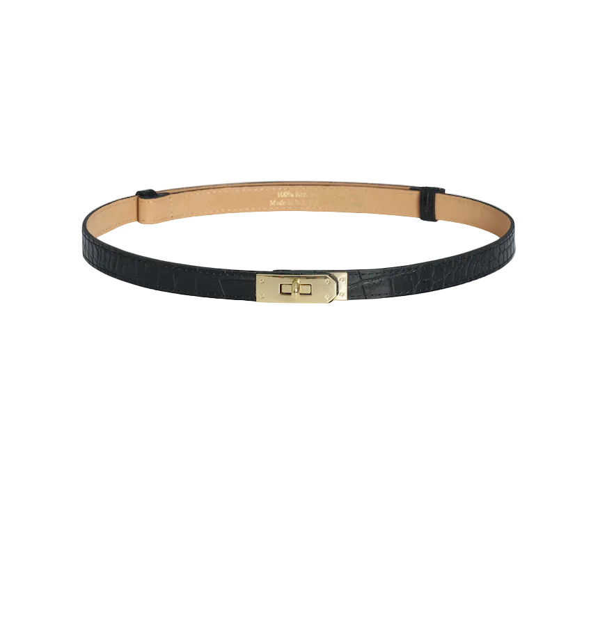 Leather Pebbled Belt-Black