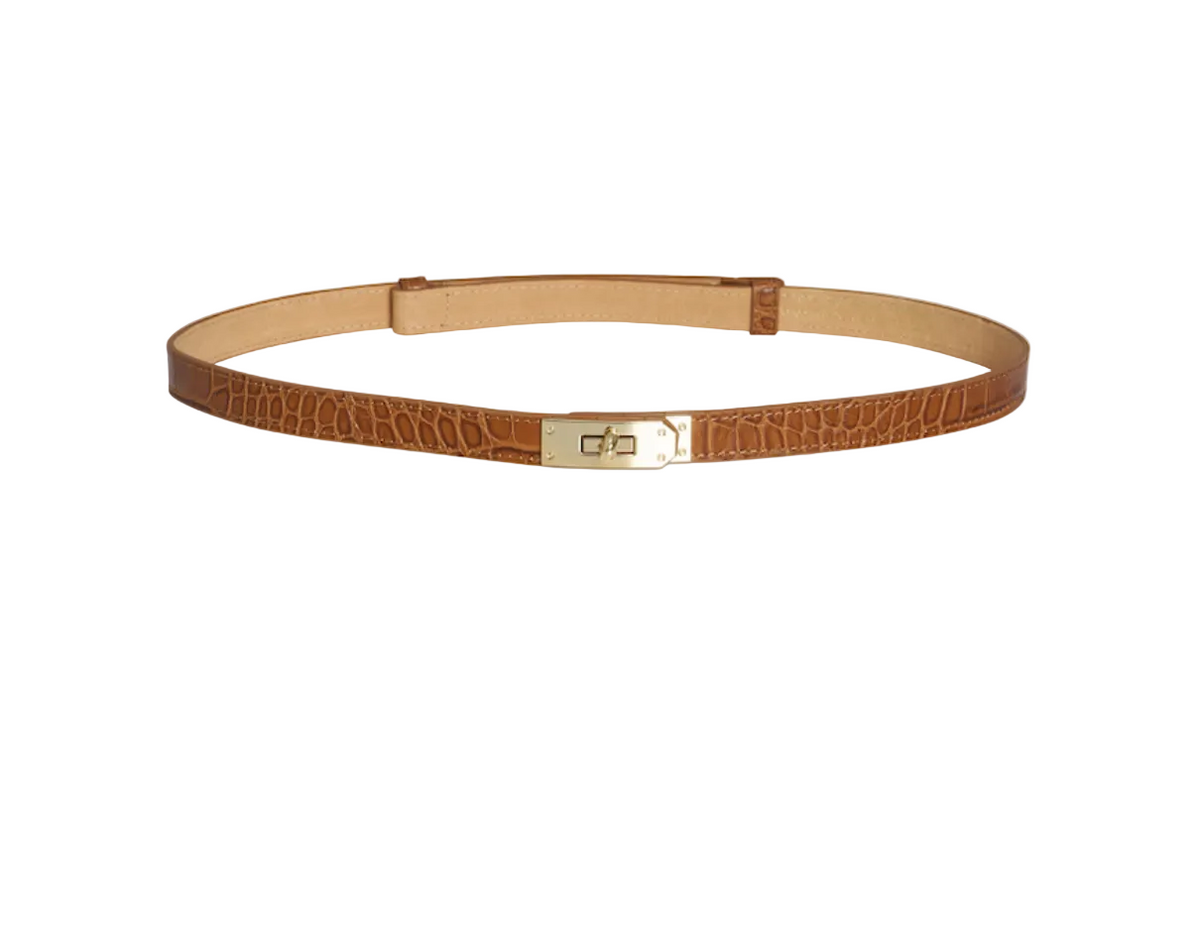 Leather Pebbled Belt-Brown