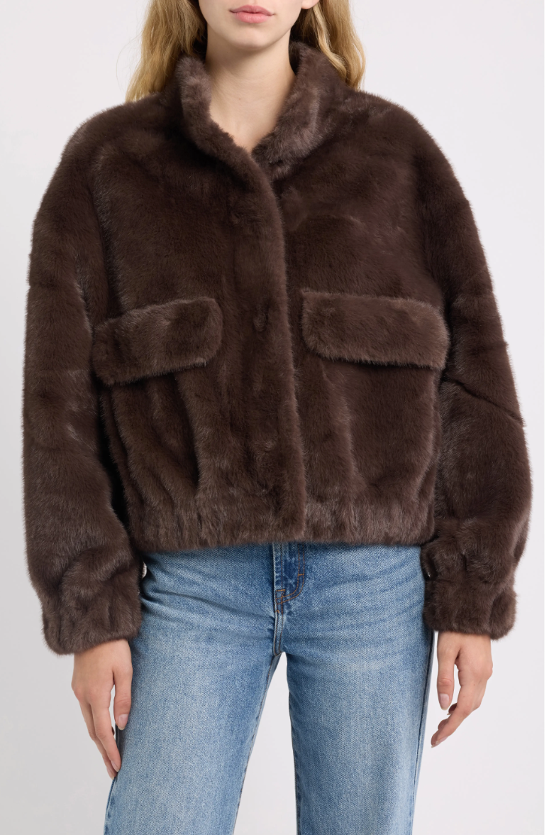 Badet Faux Fur Jacket-Chocolate