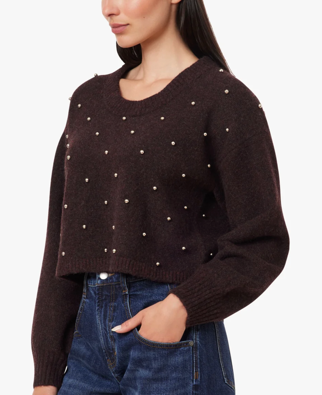 Studded Crop Sweater-Winetasting