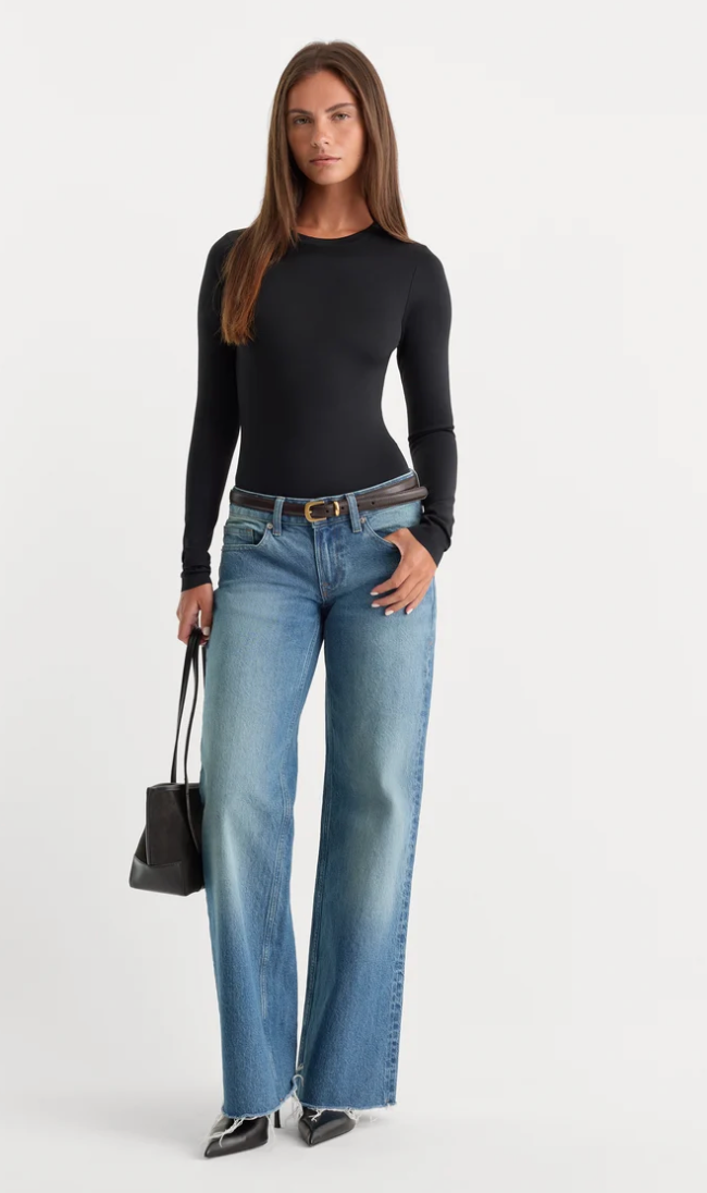Sculpting Long Sleeve Bodysuit-Black