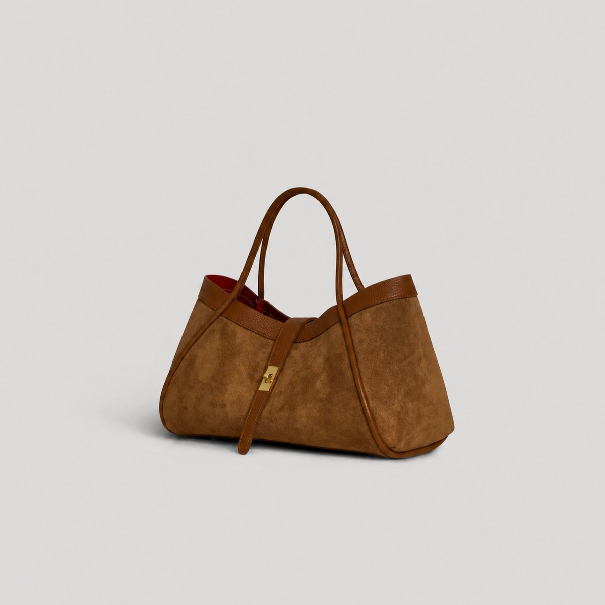 Medium Suede Handbag-Light Brown