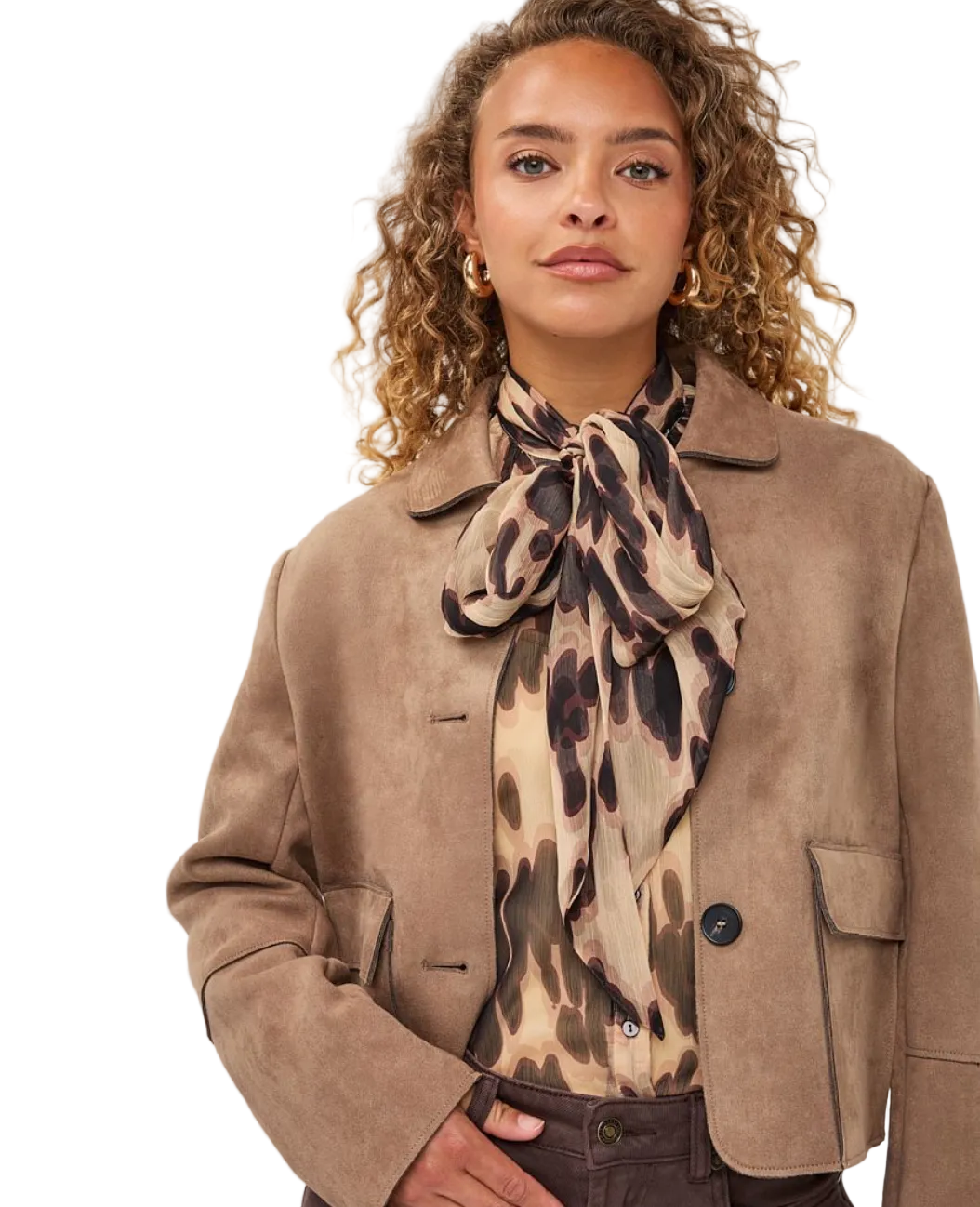 Suede Short Jacket-Sand