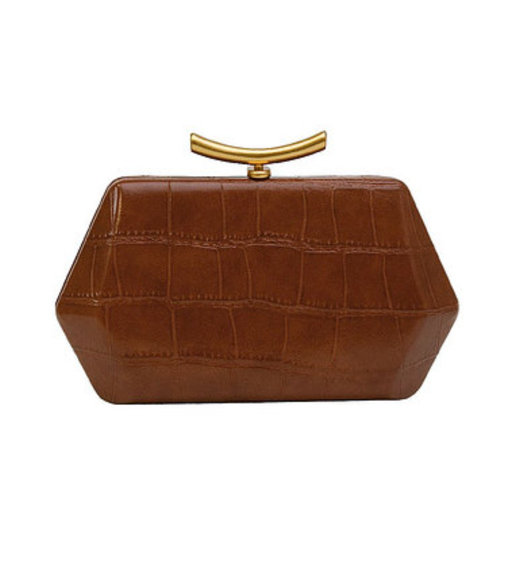 Crocodile Clutch Bag-Brown