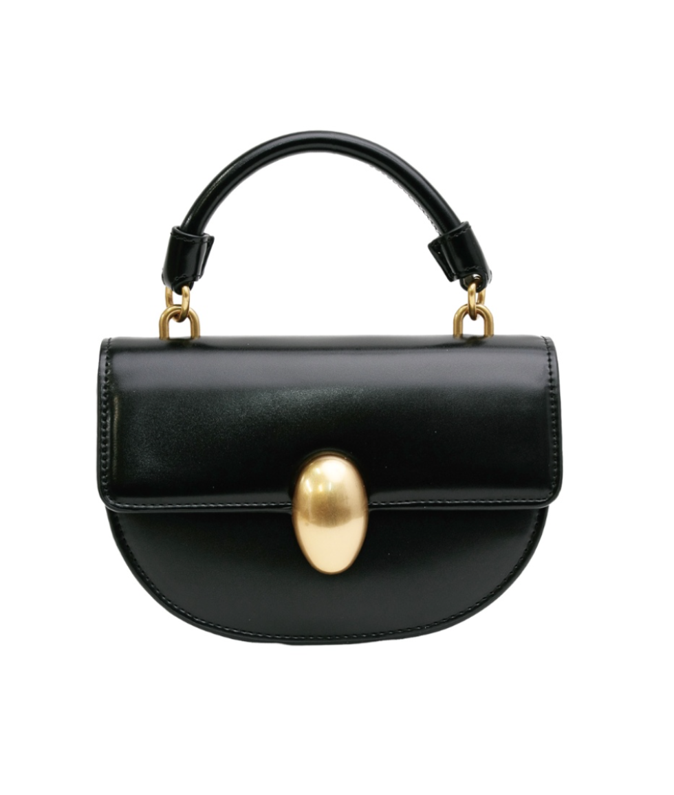 Crescent Leather Handbag-Black