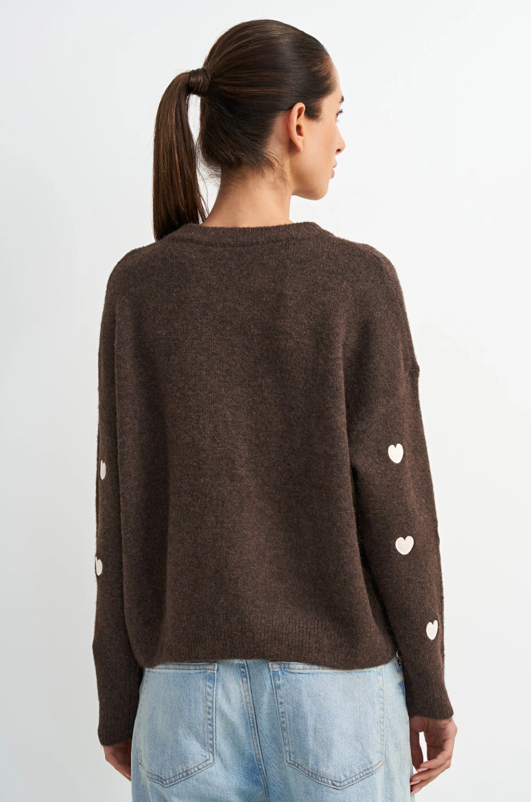 Miles Heart Sweater-Brown