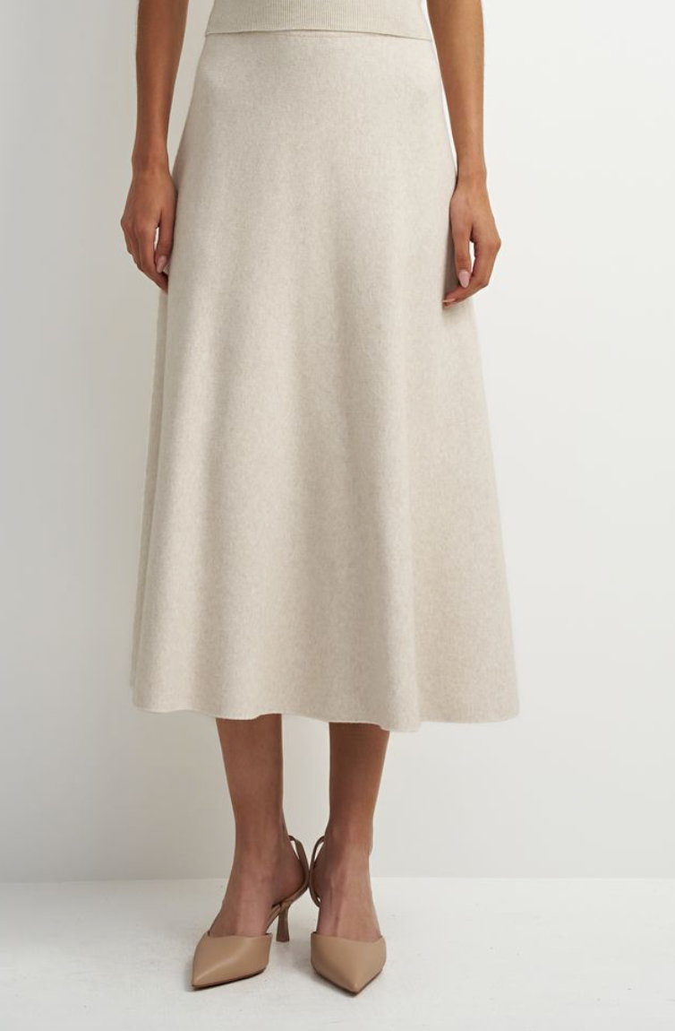 Knit Flare Skirt-Cream