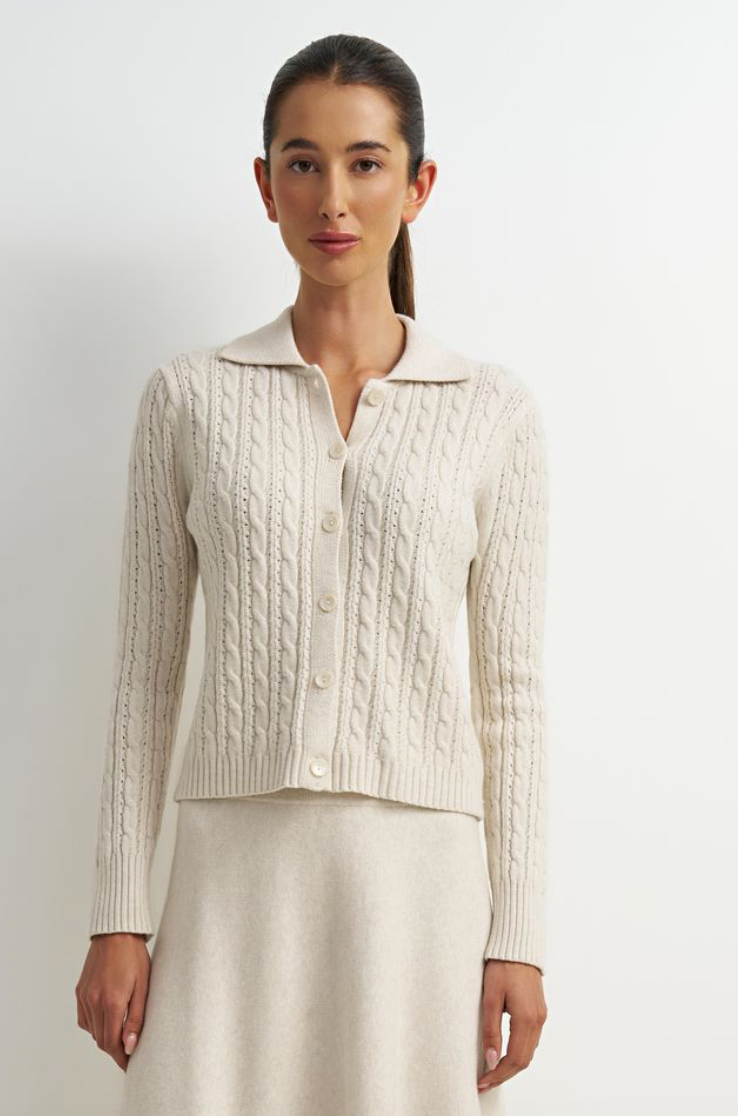 Collared Cardigan-Cream