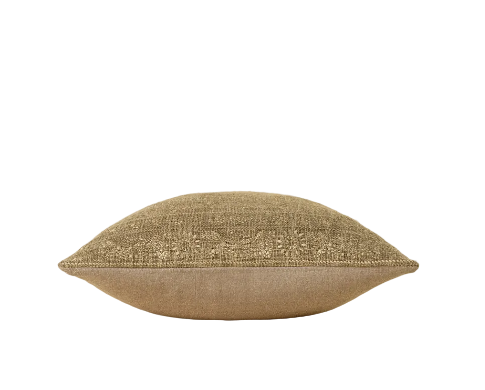20x20 Embroidered Pillow-Taupe/Champagne