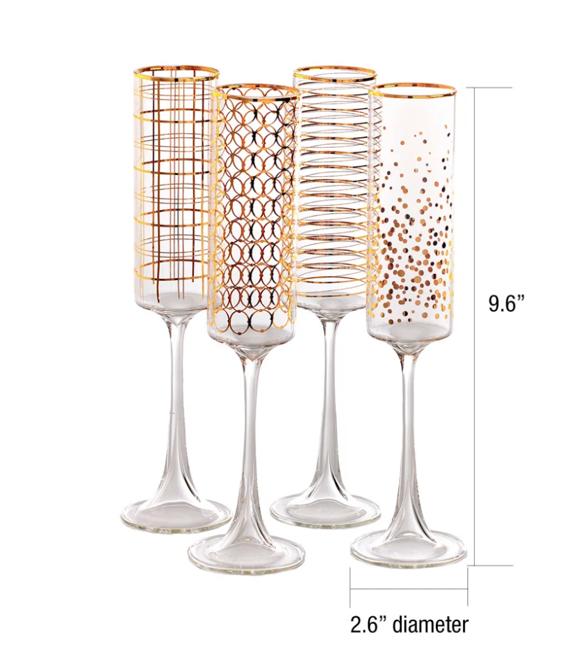 Gold Champagne Flutes (4 Styles)