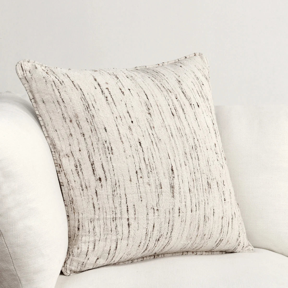 22x22 Textured Linen Pillow-Ivory/Brown